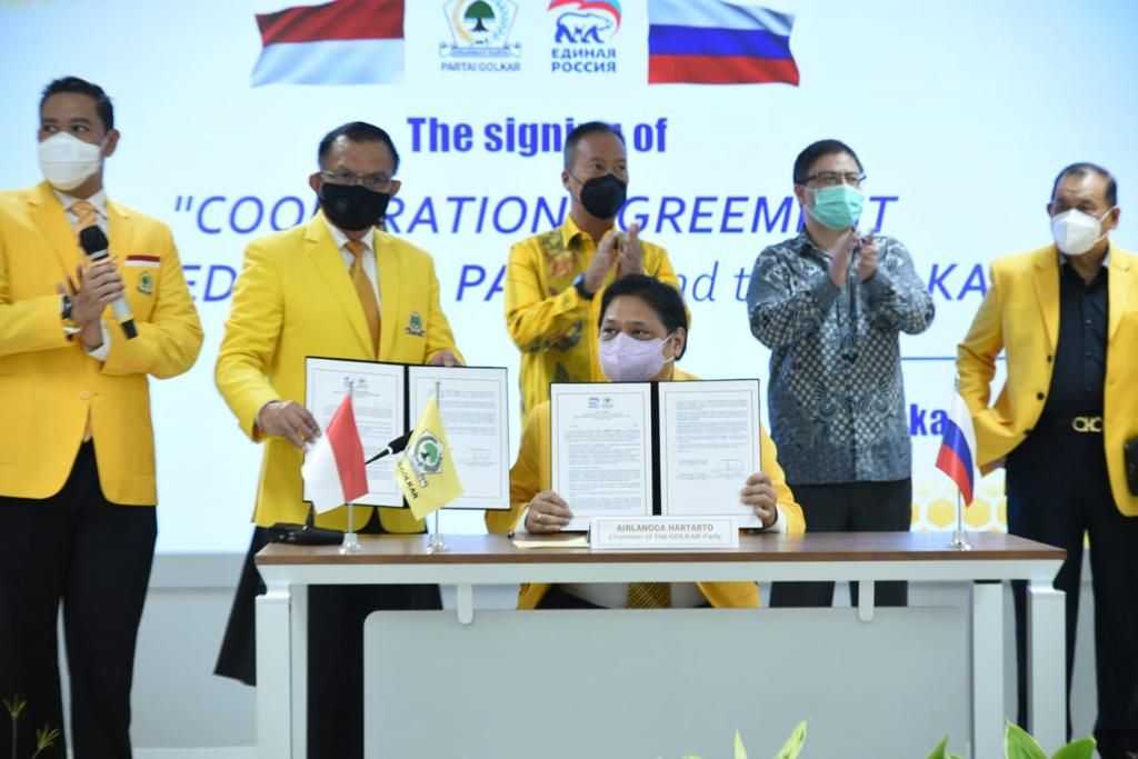 Partai Golkar Jalin Kerja Sama dengan Partai Rusia Bersatu