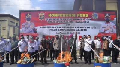 Barang Bukti Sabu Senilai Rp271 Miliar Dimusnahkan Polda Lampung
