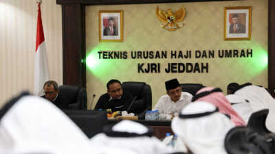 Menag Yaqut saat rapat dengan masyariq di Jeddah