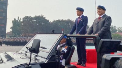 Presiden Jokowi Pimpin Apel Persiapan Pengamanan Pelantikan Prabowo-Gibran di Mako Brimob