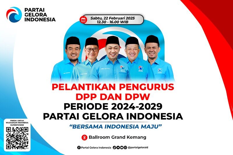 Sabtu Besok, Partai Gelora Gelar Pelantikan Pengurus DPP, DPW Periode 2024-2029