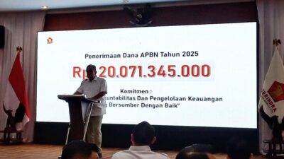 Gerindra Terima Dana Parpol Rp20 Miliar dari APBN