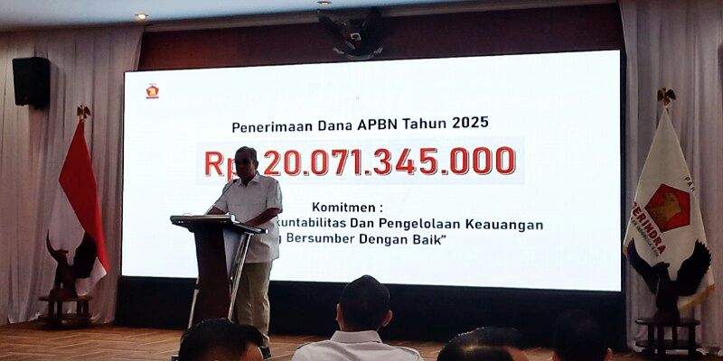 Gerindra Terima Dana Parpol Rp20 Miliar dari APBN