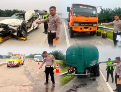 Truk Boks Tabrak Tronton di Tol Sergai, 3 Tewas